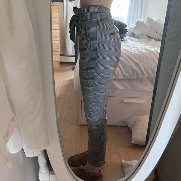 Zara Houndstooth Paperbag Cropped Dress Pants - Picture 2 of 2
